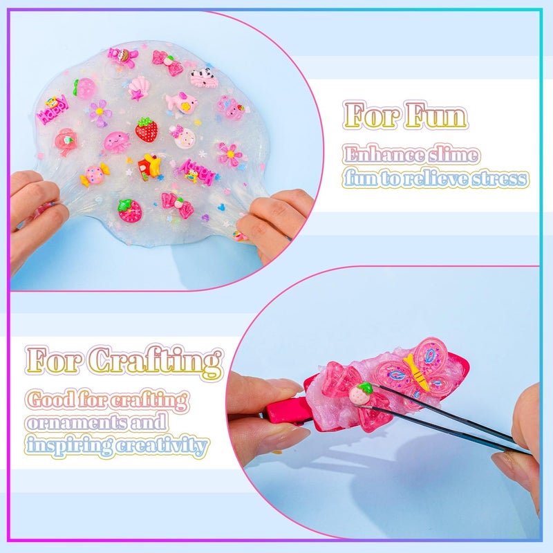 Glitzest 100PCS TINKRSTUFF Pink Slime Charms Jelly Cute Flatback Resin Charms for Slime, Random Kawaii Decoden Charm for Embellishments Phone Junk Case Charms Bulk, Hairpins Scrapbooking Crafting & DIY Decor - Image 5